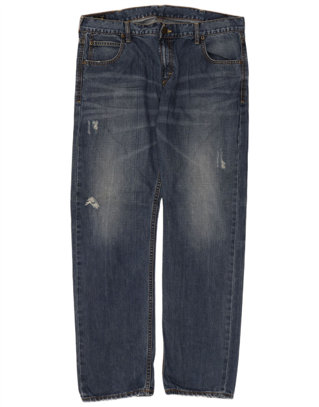 Lee Mens Knox Distressed Straight Jeans W38 L32 Blue Cotton