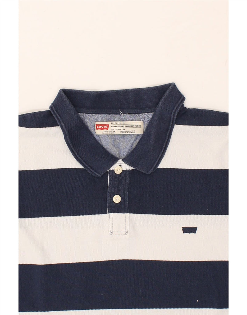 LEVI'S Mens Standard Fit Polo Shirt XL Navy Blue Striped Cotton | Vintage Levi's | Thrift | Second-Hand Levi's | Used Clothing | Messina Hembry 
