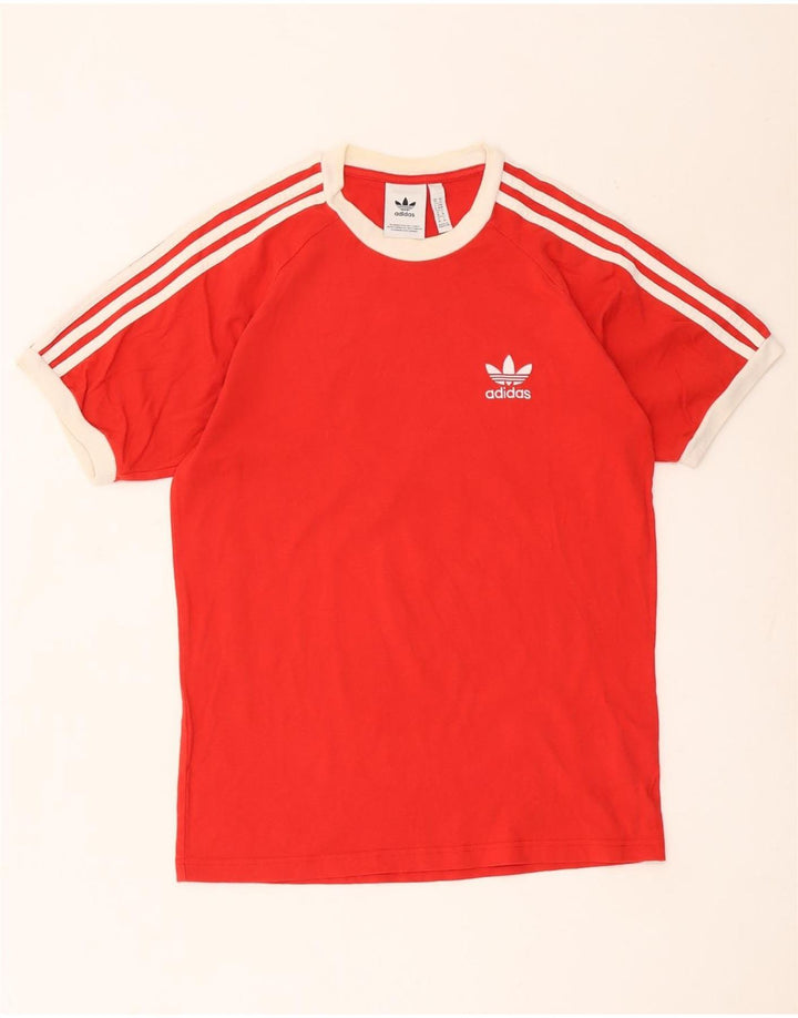 Adidas Mens T-Shirt Top Medium Red Cotton
