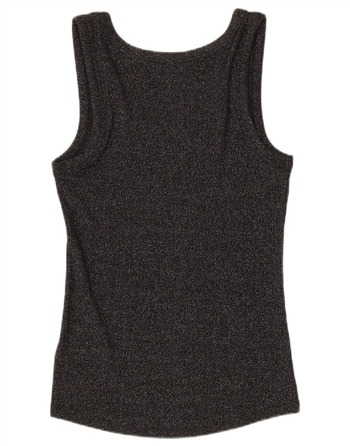 Marks & Spencer Womens Vest Top UK 12 Medium Black Flecked Cotton