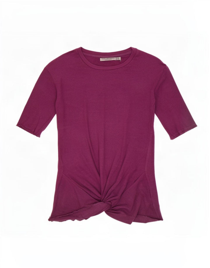 Zara Womens Blouse Top UK 12 Medium Purple Cotton