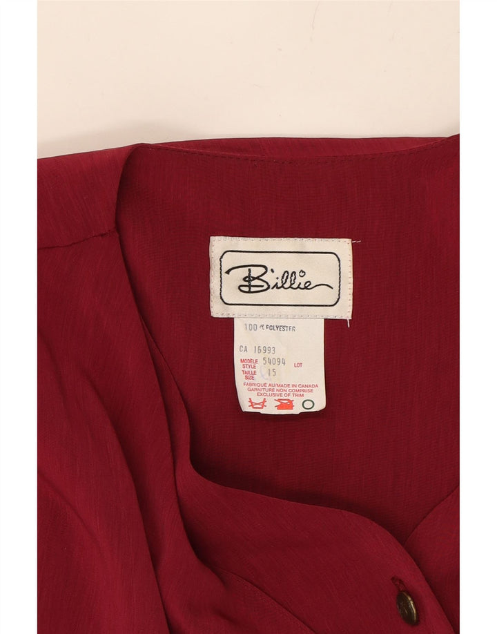 BILLIE Womens Wrap Shirt Blouse US 15 XL Red Polyester Vintage Billie and Second-Hand Billie from Messina Hembry 