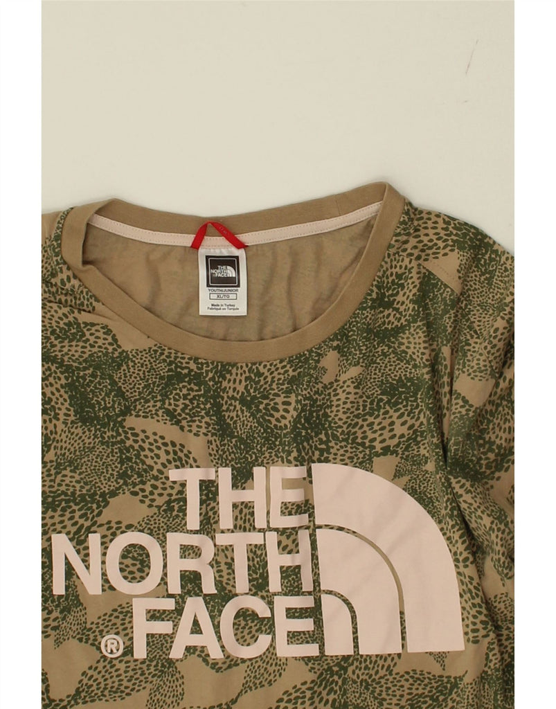 THE NORTH FACE Girls Graphic T-Shirt Top 14-15 Years XL Green Animal Print Vintage The North Face and Second-Hand The North Face from Messina Hembry 