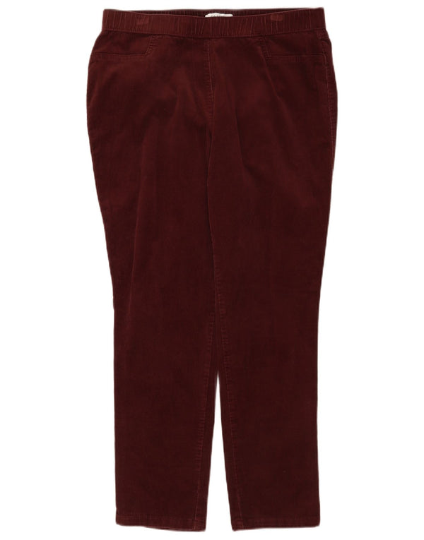 Marks & Spencer Womens Corduroy Trousers UK 14 Large W34 L26 Burgundy