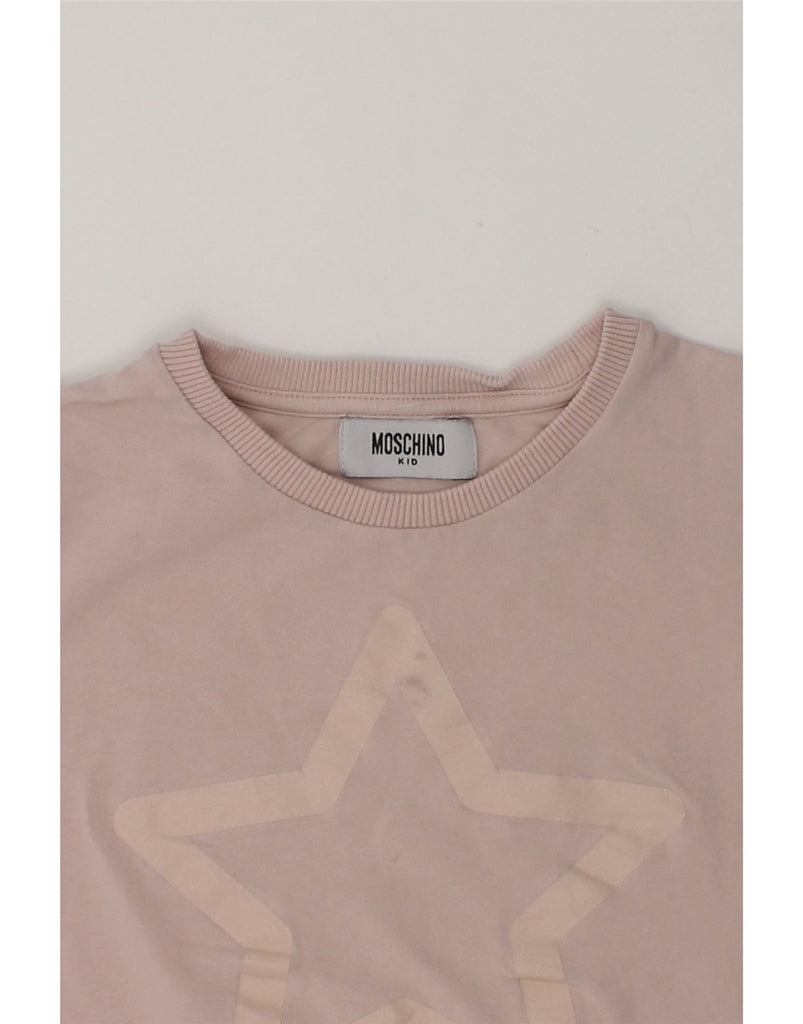 MOSCHINO Girls Graphic T-Shirt Top 7-8 Years Pink Cotton | Vintage Moschino | Thrift | Second-Hand Moschino | Used Clothing | Messina Hembry 