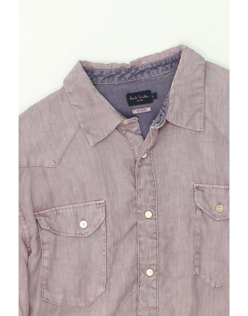 PAUL SMITH Mens Shirt Large Grey Linen | Vintage Paul Smith | Thrift | Second-Hand Paul Smith | Used Clothing | Messina Hembry 
