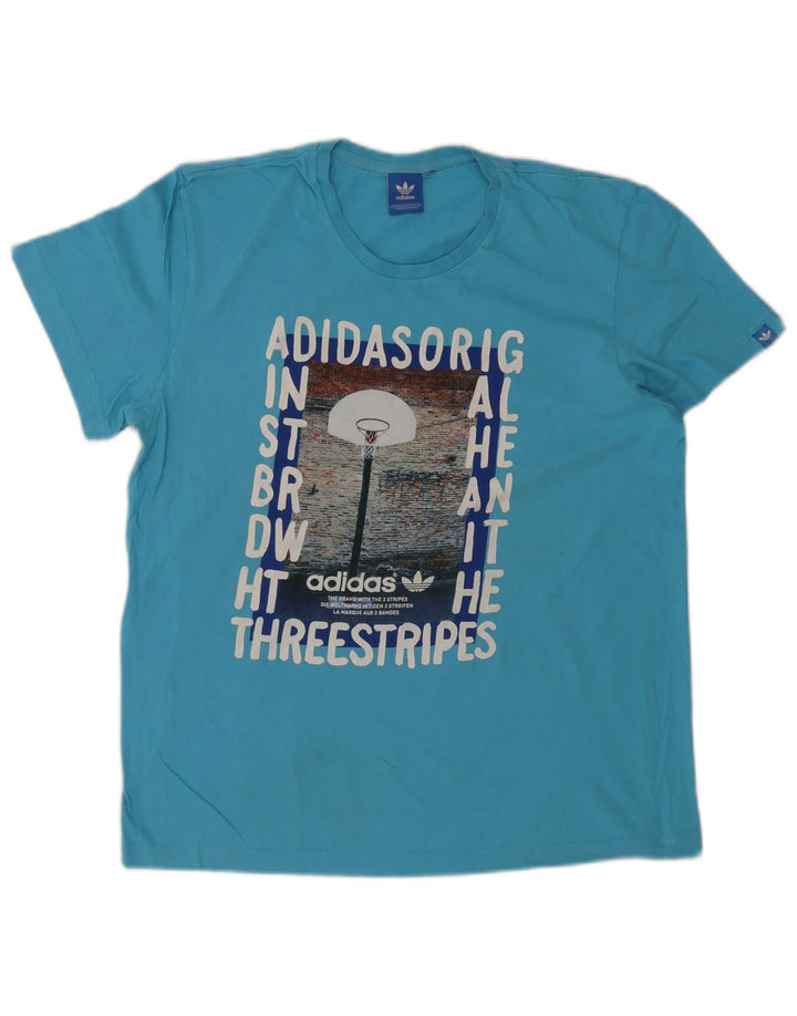 Adidas Mens Graphic T-Shirt Top Medium Blue