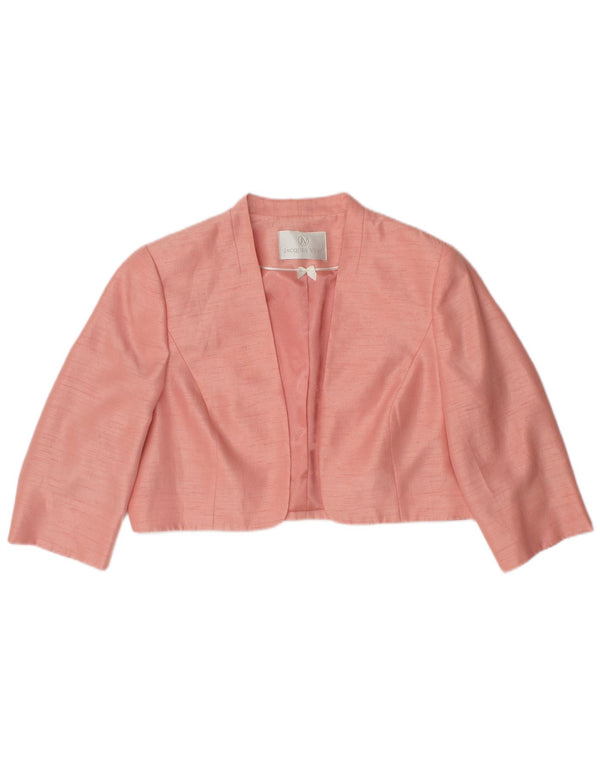JACQUES VERT Womens 3/4 Sleeve Open Bolero Jacket UK 16 Large Pink