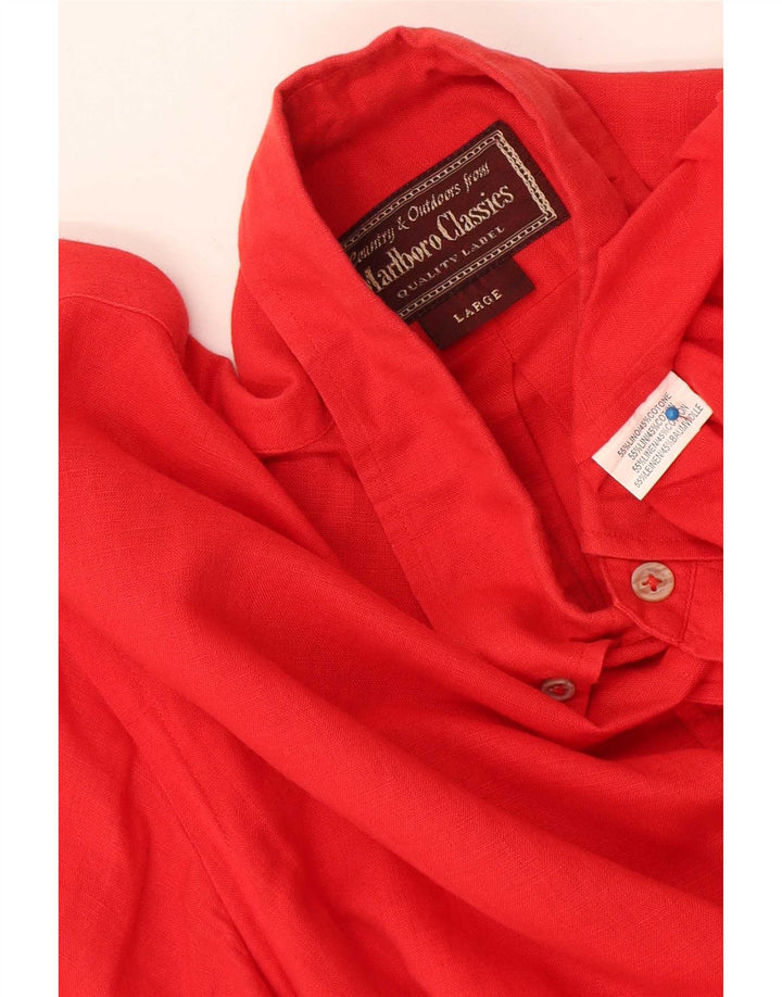 Marlboro Classics Mens Shirt Large Red Linen