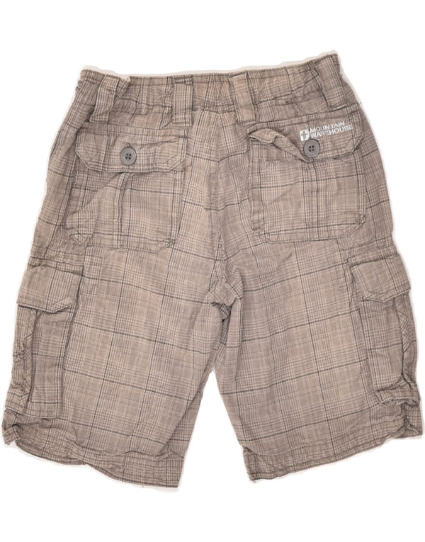 MOUNTAIN WAREHOUSE Boys Cargo Shorts 7-8 Years W22  Grey Check Cotton