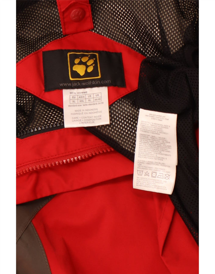 JACK WOLFSKIN Mens Rain Jacket UK 44/46 XL Red Colourblock Polyamide