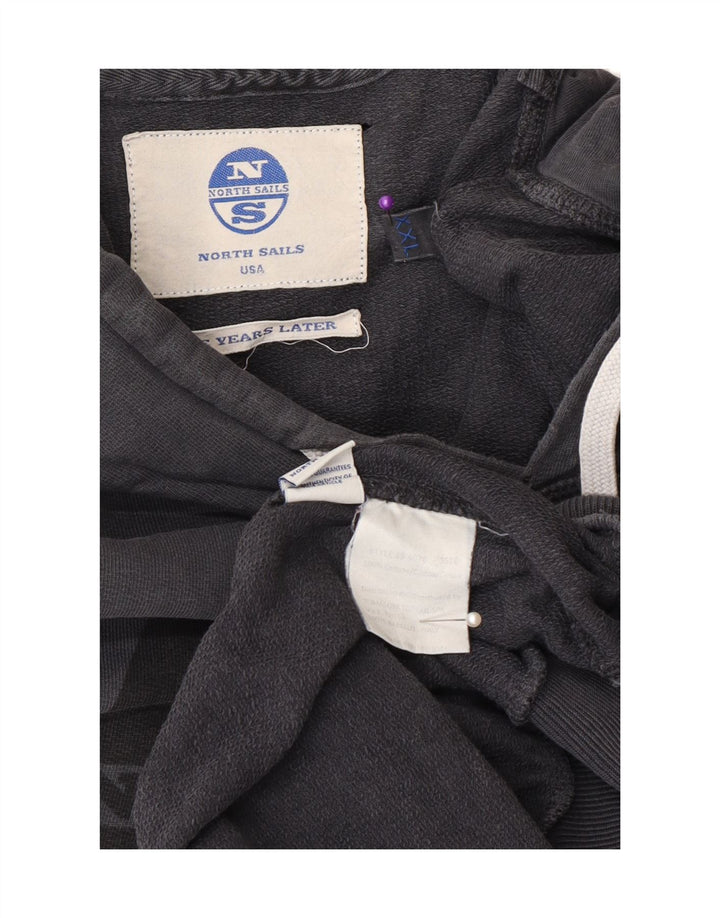 North Sails Mens Graphic Hoodie Jumper 2XL Grey Cotton