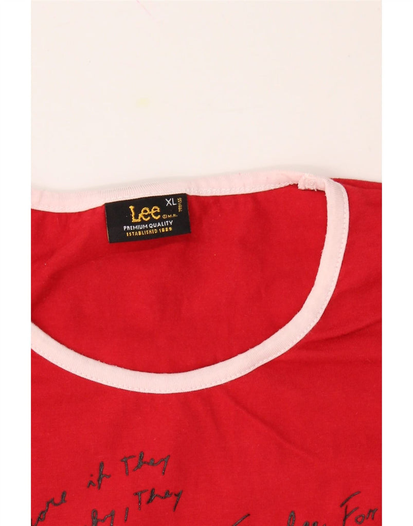 LEE Womens Graphic T-Shirt Top UK 18 XL Red Colourblock Cotton Vintage Lee and Second-Hand Lee from Messina Hembry 