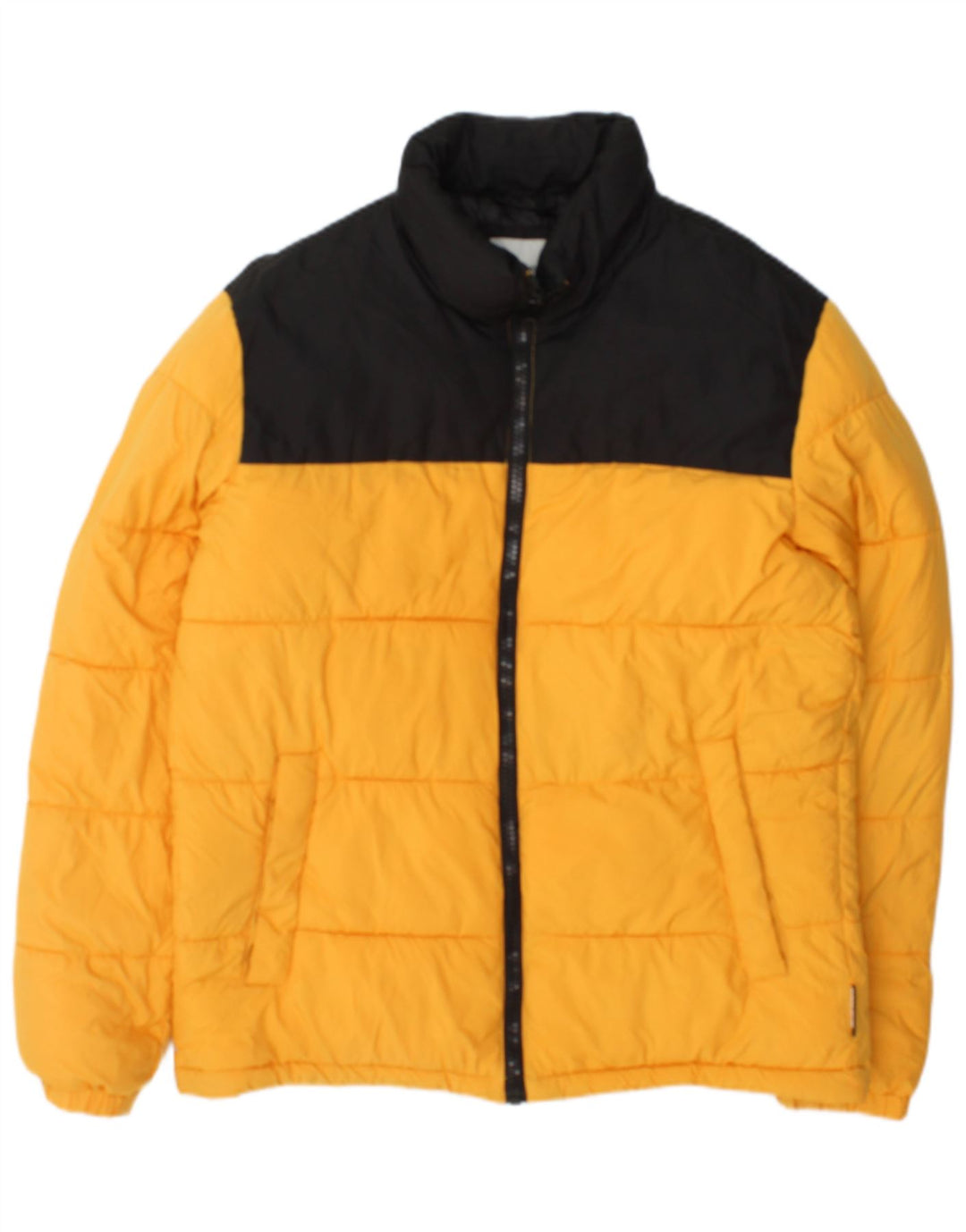 Jack & Jones Mens Padded Jacket UK 38 Medium Yellow Colourblock