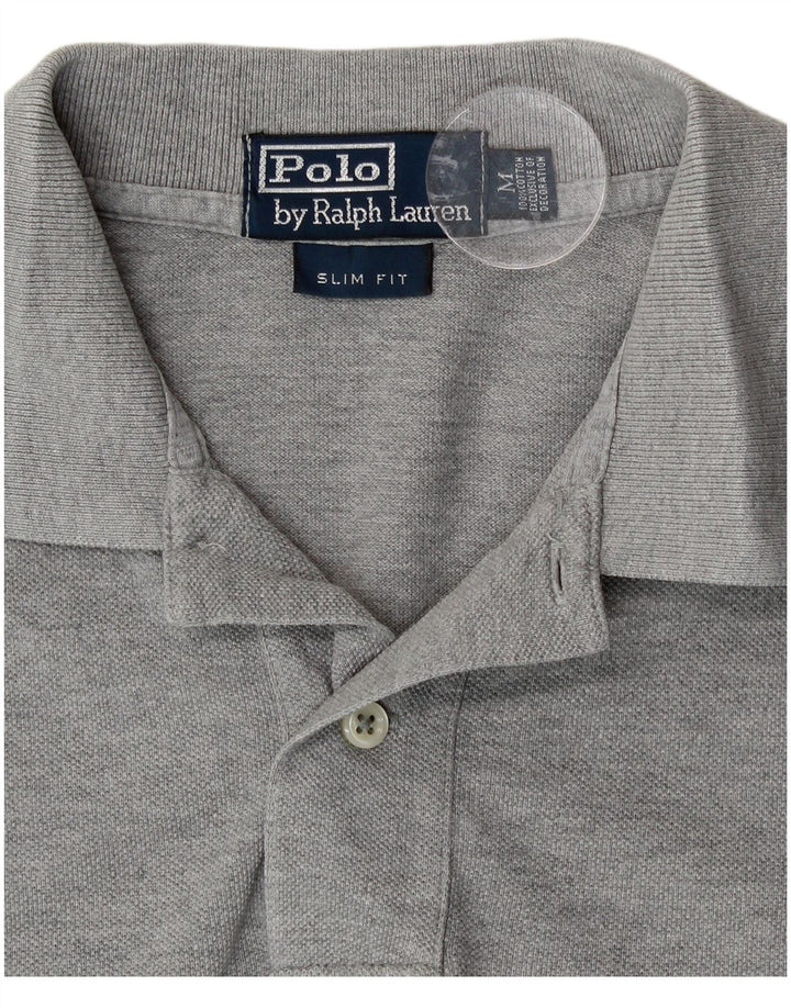Polo Ralph Lauren Mens Slim Fit Polo Shirt Medium Grey Flecked Cotton