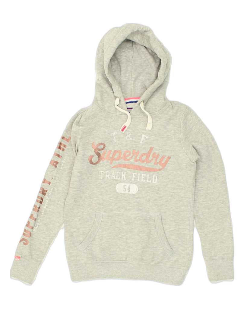 SUPERDRY Womens Graphic Hoodie Jumper UK 10 Small Grey Cotton | Vintage Superdry | Thrift | Second-Hand Superdry | Used Clothing | Messina Hembry 