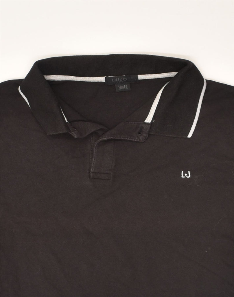 LIU JO Mens Slim Fit Polo Shirt Large Black Cotton | Vintage Liu Jo | Thrift | Second-Hand Liu Jo | Used Clothing | Messina Hembry 