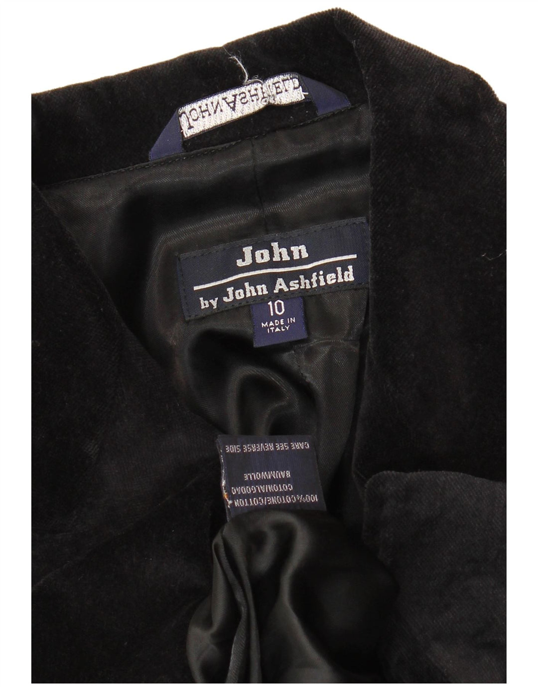 John Ashfield Womens Velvet Overcoat UK 10 Small Black Cotton