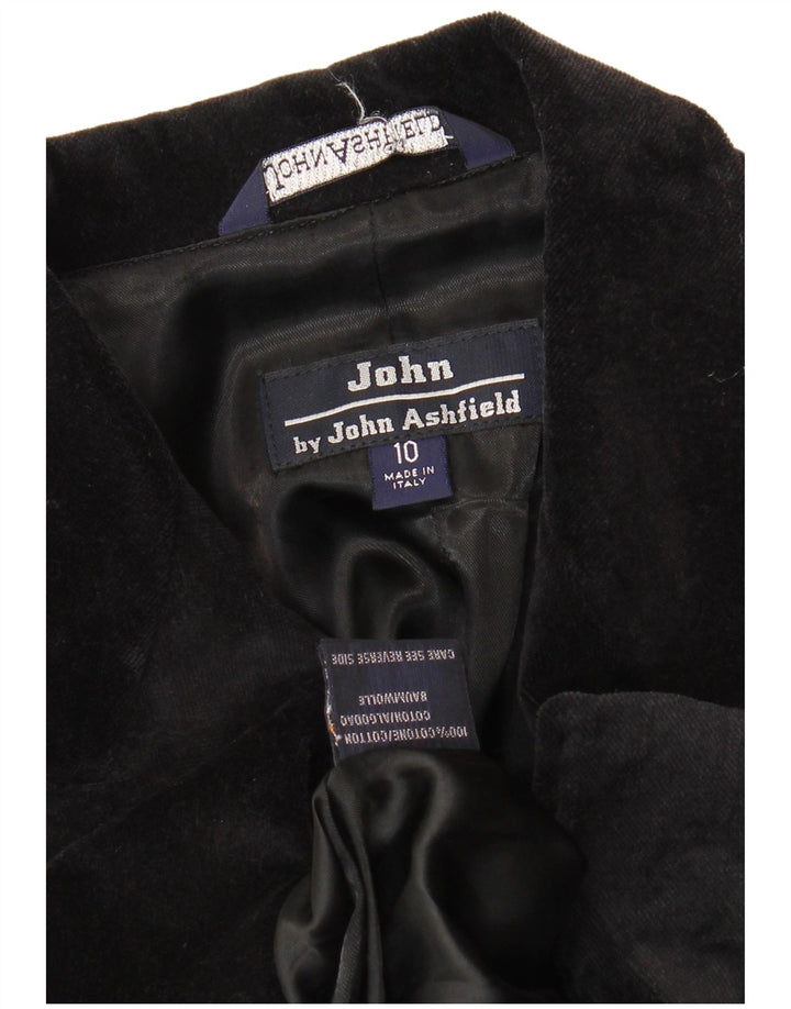 John Ashfield Womens Velvet Overcoat UK 10 Small Black Cotton