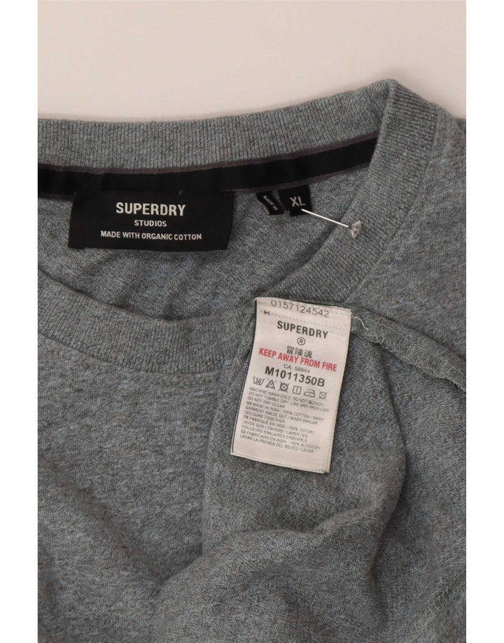 Superdry Mens T-Shirt Top XL Grey Flecked Cotton