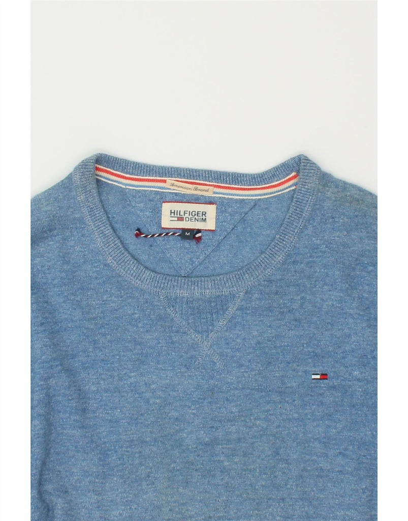 TOMMY HILFIGER Mens Crew Neck Jumper Sweater Medium Blue Cotton | Vintage Tommy Hilfiger | Thrift | Second-Hand Tommy Hilfiger | Used Clothing | Messina Hembry 
