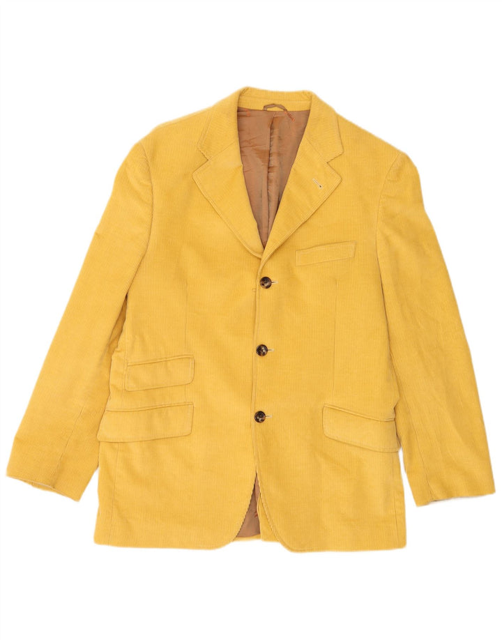 Brooksfield Mens 3 Button Corduroy Blazer Jacket IT 48 Medium Yellow Cotton