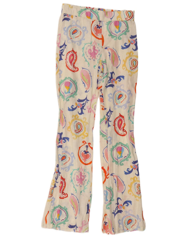 Zara Womens Flare Casual Trousers Small W26 L32 Multicoloured Paisley Linen