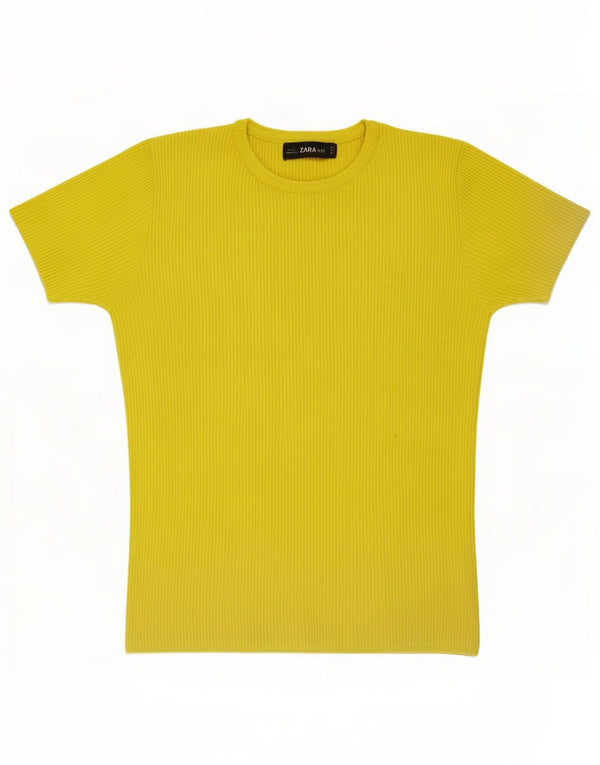 Zara Womens T-Shirt Top UK 10 Small Yellow Viscose