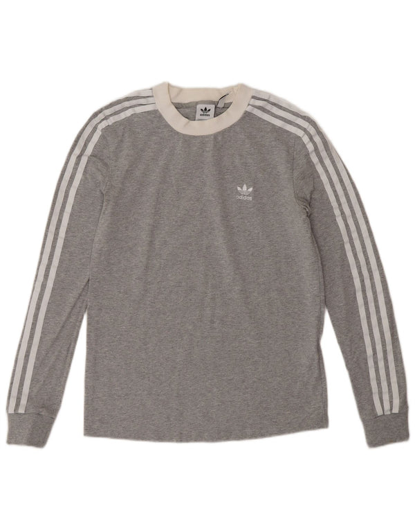 Adidas Womens Top Long Sleeve UK 8 Small Grey Cotton