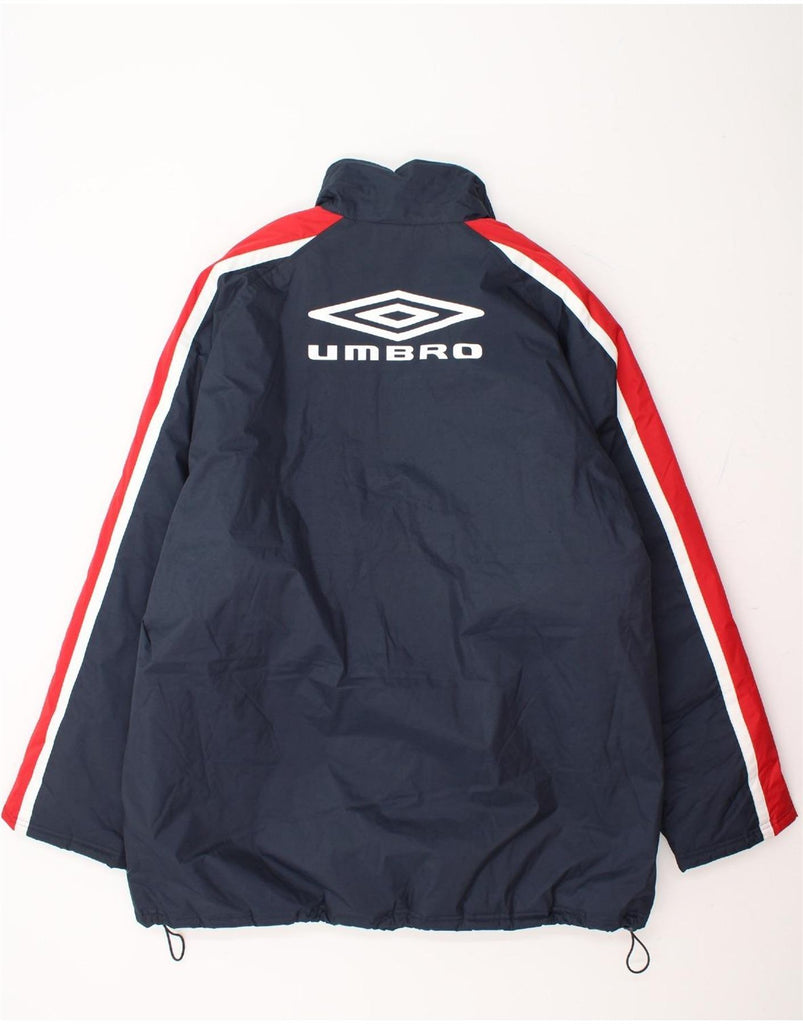 UMBRO Mens Graphic Windbreaker Jacket UK 44 2XL Navy Blue Colourblock Vintage Umbro and Second-Hand Umbro from Messina Hembry 