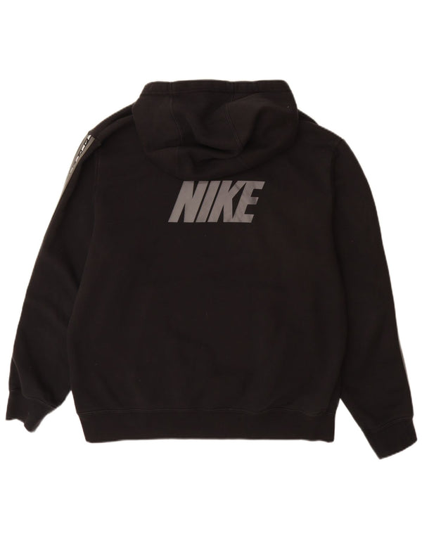 NIKE Mens Graphic Hoodie Jumper Large Black Cotton