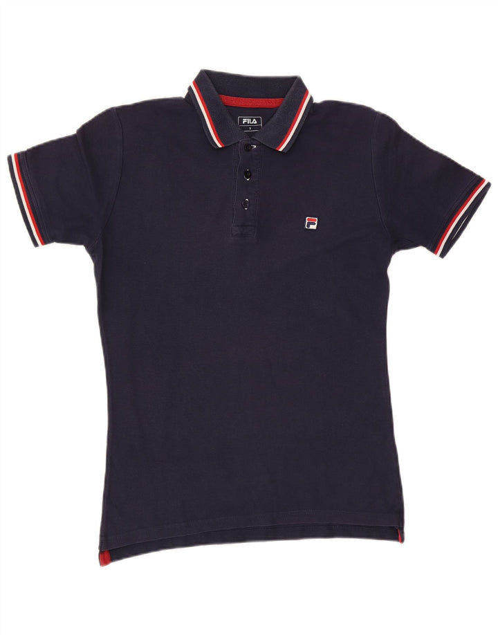 Fila Mens Polo Shirt Small Navy Blue Striped Cotton
