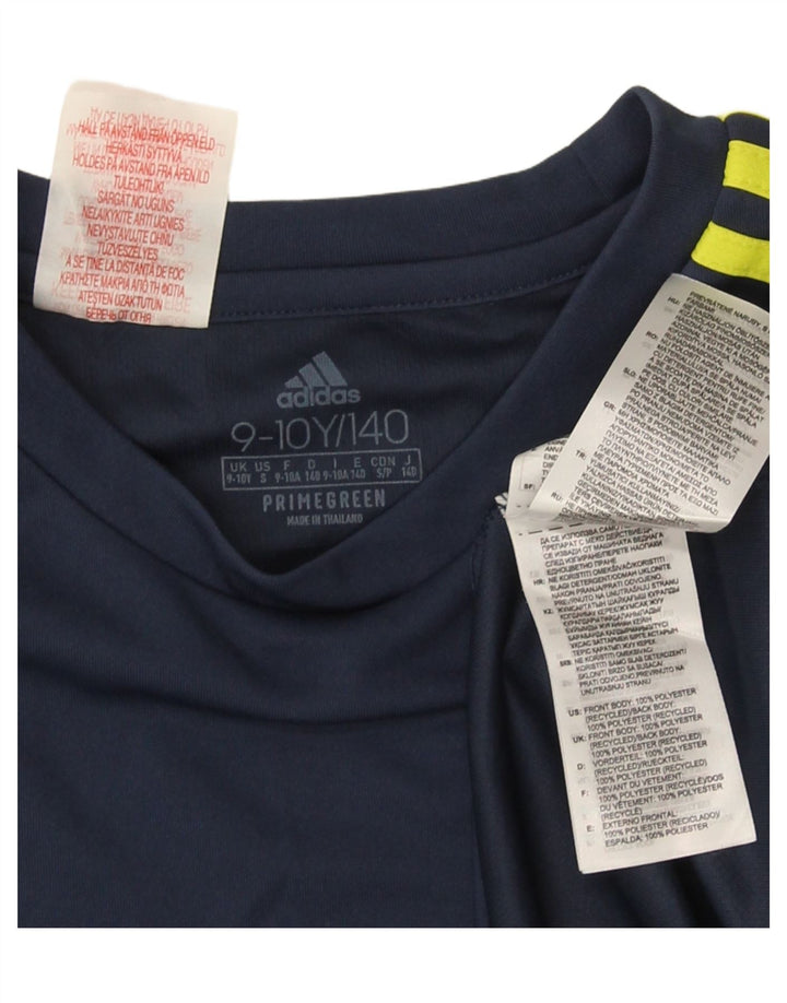 Adidas Boys Aeroready T-Shirt Top 9-10 Years Navy Blue Polyester