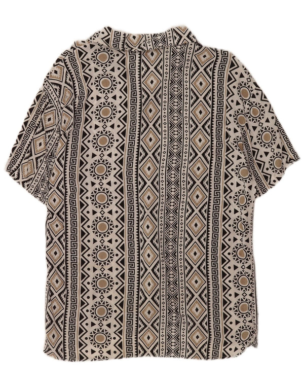 Jack & Jones Mens Short Sleeve Shirt Small White Geometric Viscose