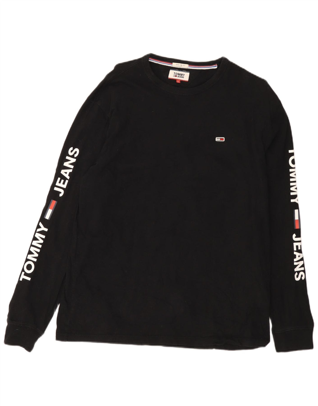 Tommy Hilfiger Mens Graphic Top Long Sleeve Large Black Cotton