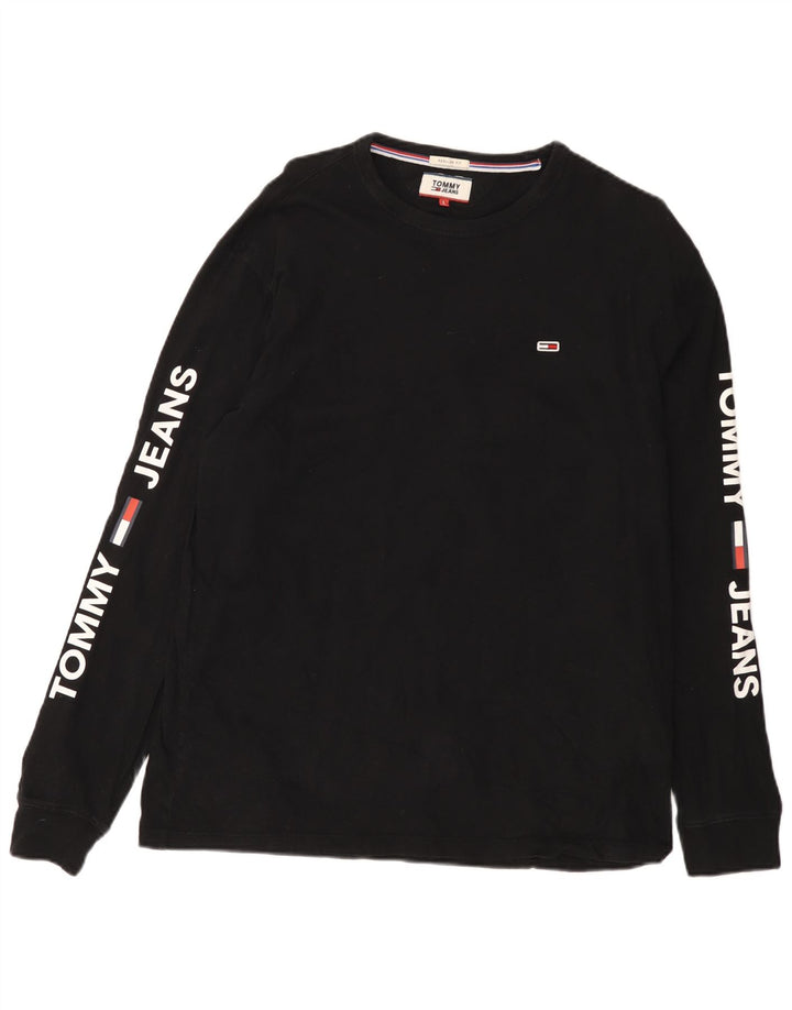 Tommy Hilfiger Mens Graphic Top Long Sleeve Large Black Cotton