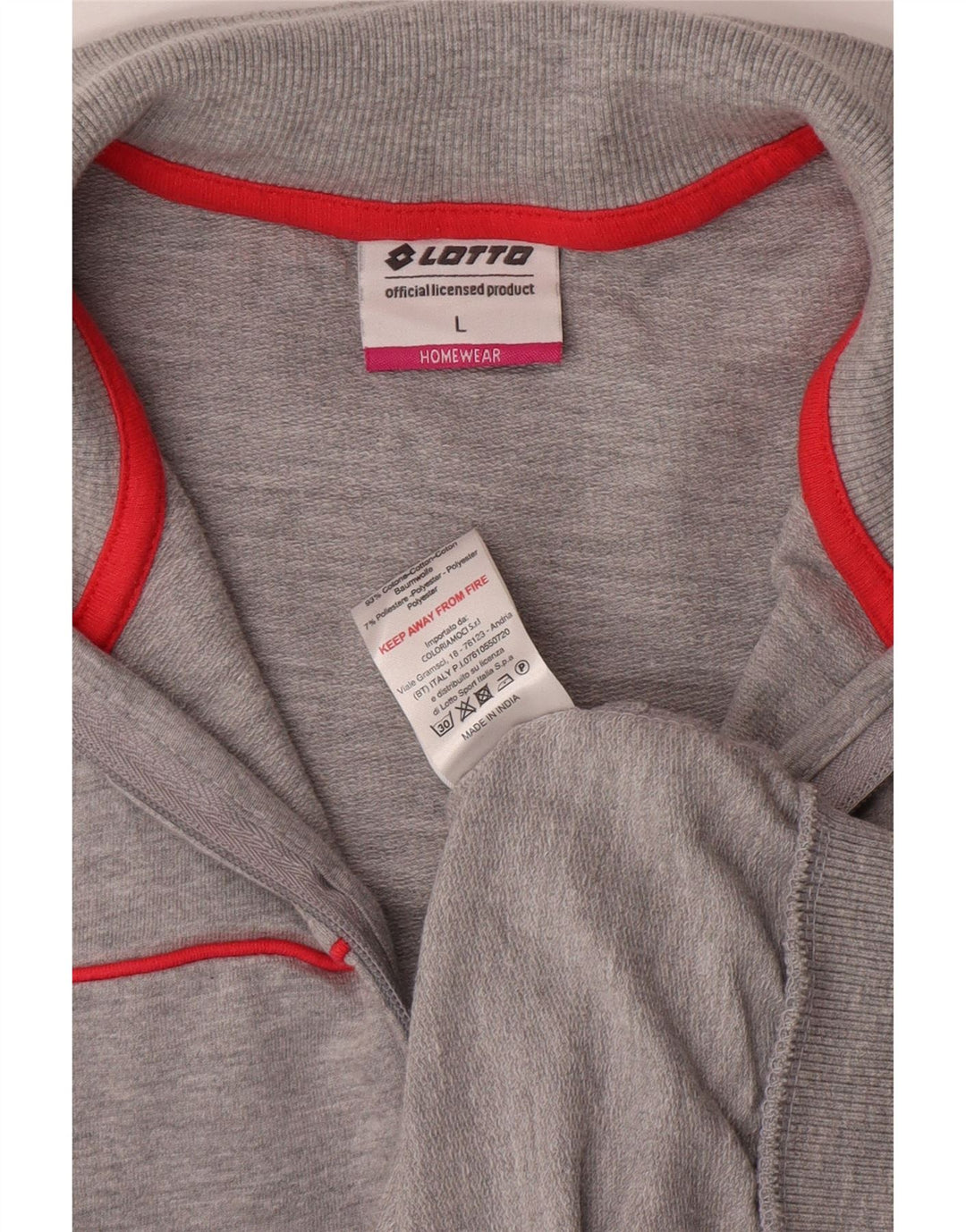 LOTTO Womens Graphic Tracksuit Top Jacket UK 16 Large Grey Cotton Vintage Lotto and Second-Hand Lotto from Messina Hembry 