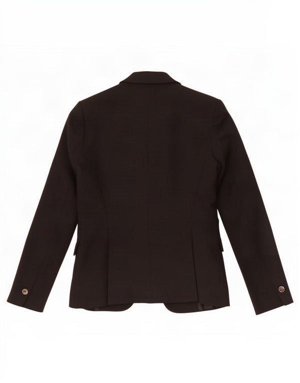 Zara Womens 1 Button Blazer Jacket UK 10 Small Black Cotton