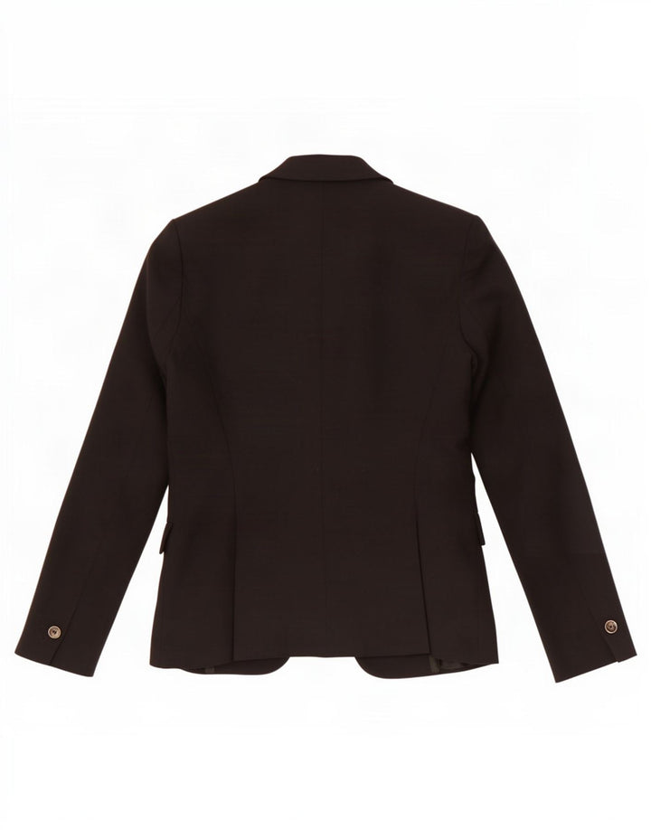 Zara Womens 1 Button Blazer Jacket UK 10 Small Black Cotton