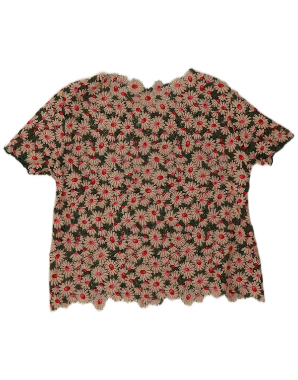 Vintage Womens Crochet Blouse Top UK 16 Large Multicoloured Floral