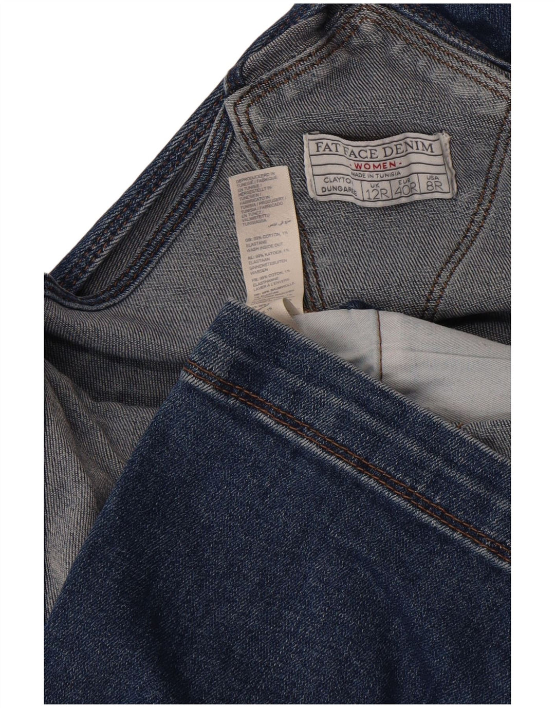 Fat Face Womens Dungarees Capri Jeans UK 12 Medium W32 L21 Blue Cotton