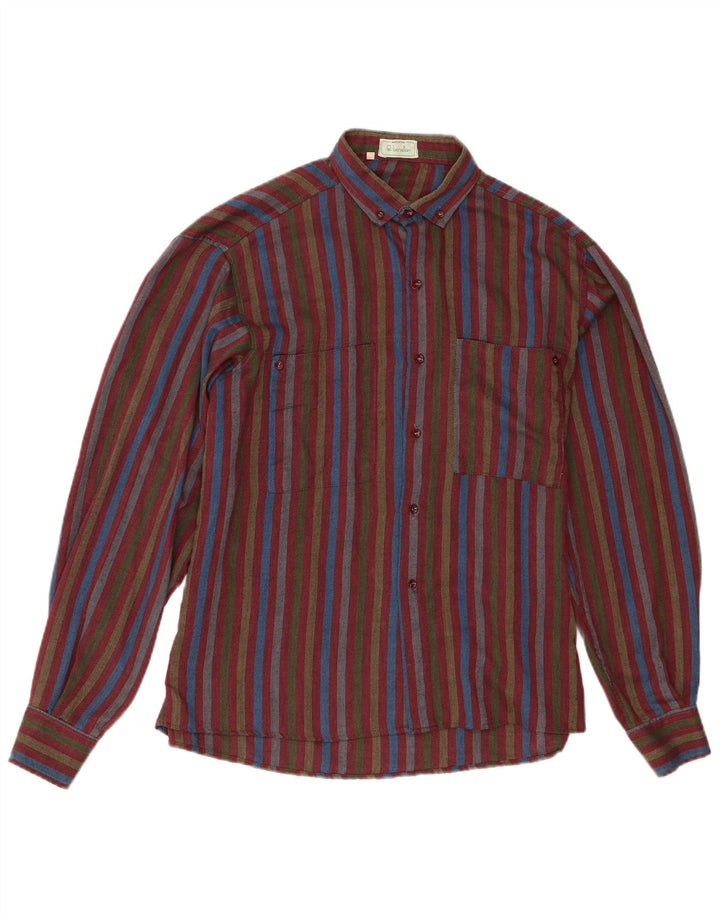 Benetton Mens Flannel Shirt Small Multicoloured Striped Cotton