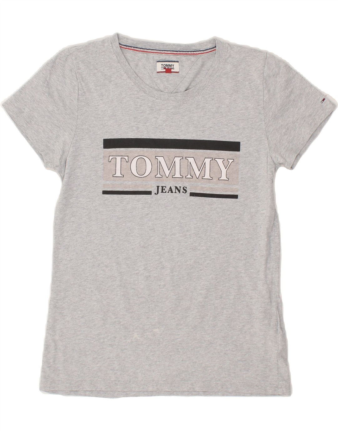 TOMMY HILFIGER Mens Graphic T-Shirt Top Small Grey Cotton Vintage Tommy Hilfiger and Second-Hand Tommy Hilfiger from Messina Hembry 