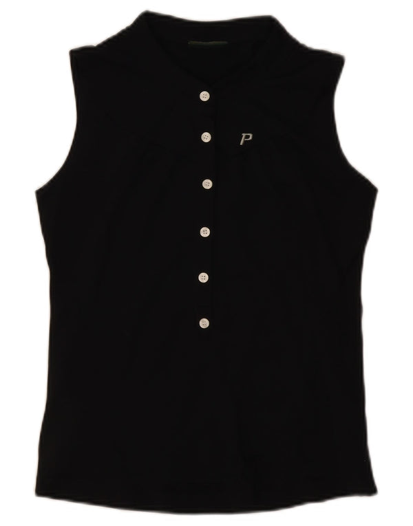 Peak Performance Womens Sleeveless Polo shirt UK 10 Small Black Polyamide