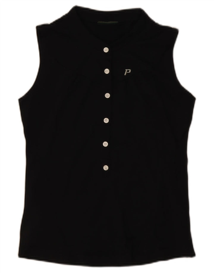 Peak Performance Womens Sleeveless Polo shirt UK 10 Small Black Polyamide