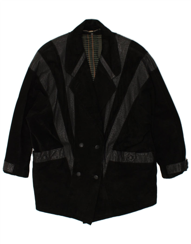 VINTAGE Womens Leather Coat EU 44 XL Black Leather | Vintage Vintage | Thrift | Second-Hand Vintage | Used Clothing | Messina Hembry 