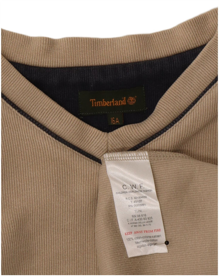 Timberland Boys Top Long Sleeve 15-16 Years Beige Cotton