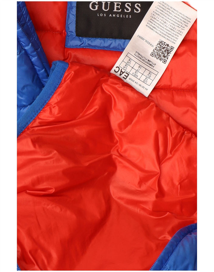 GUESS Boys Hooded Padded Jacket 15-16 Years Blue Polyamide