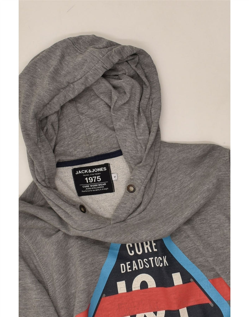 JACK & JONES Mens Graphic Hoodie Jumper Small Grey Cotton | Vintage Jack & Jones | Thrift | Second-Hand Jack & Jones | Used Clothing | Messina Hembry 