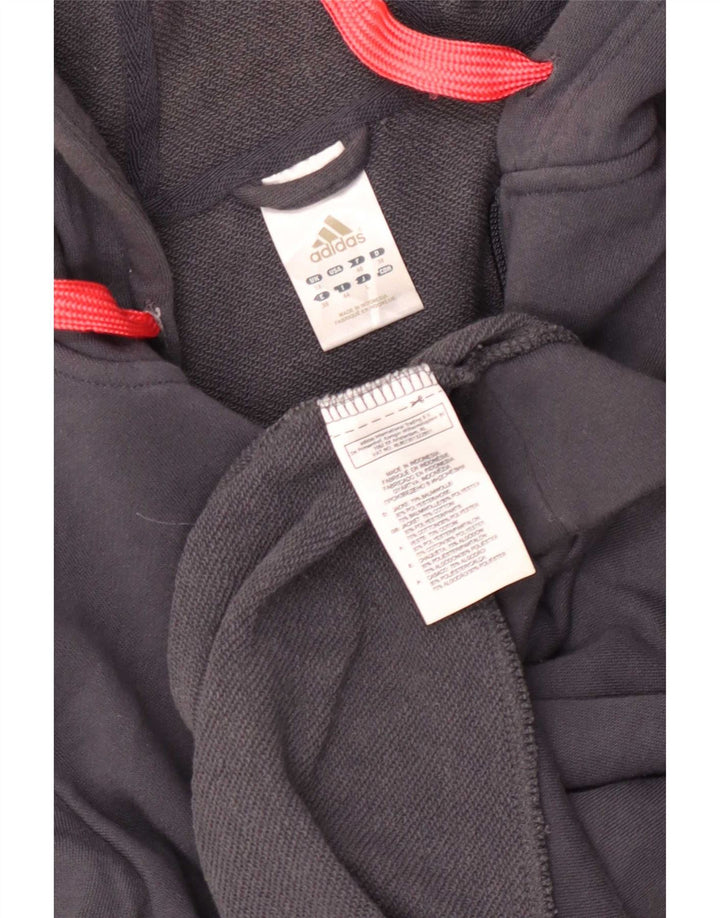 Adidas Womens Zip Hoodie Sweater UK 12 Medium Grey Cotton